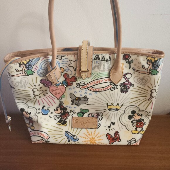 Disney Icon Sketch Dooney & Bourke Minnie Mickey Tinkerbell Dumbo Tote Bag Purse